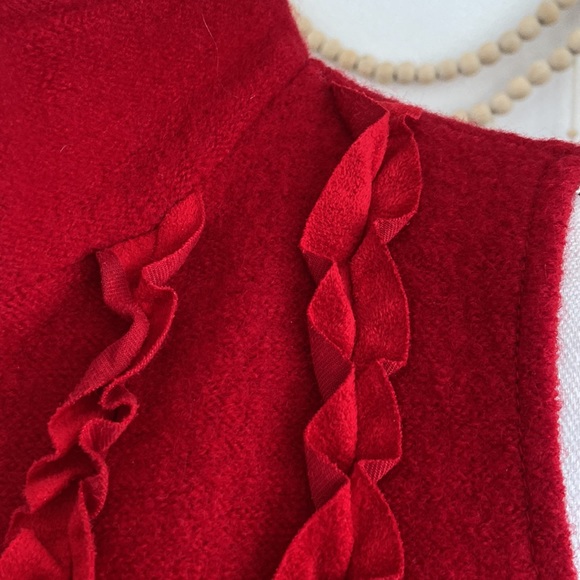 Coldwater Creek red wool vest ruffle detail Christmas holiday winter layer small - Picture 5 of 16